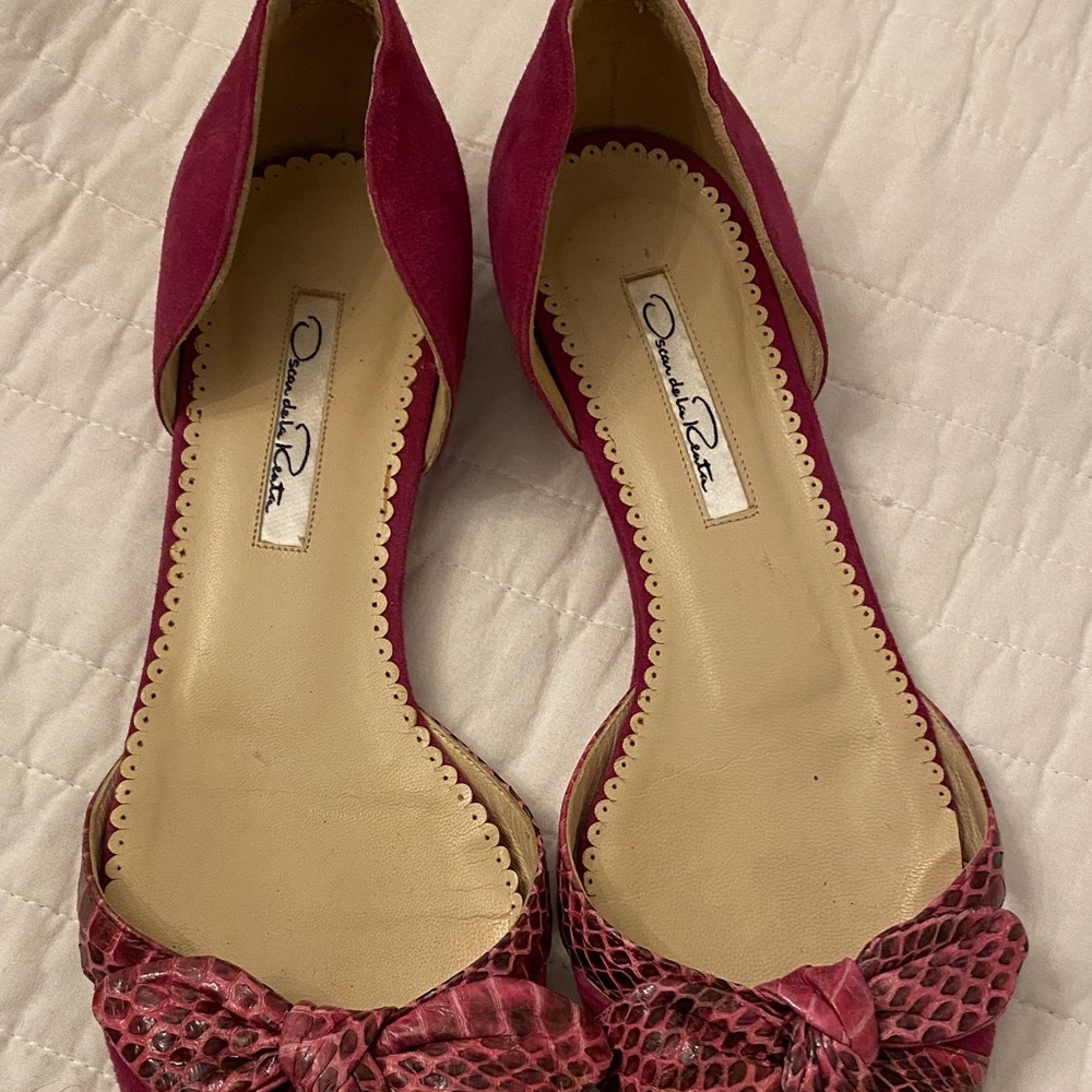 Oscar de la Renta Red Bow Heels